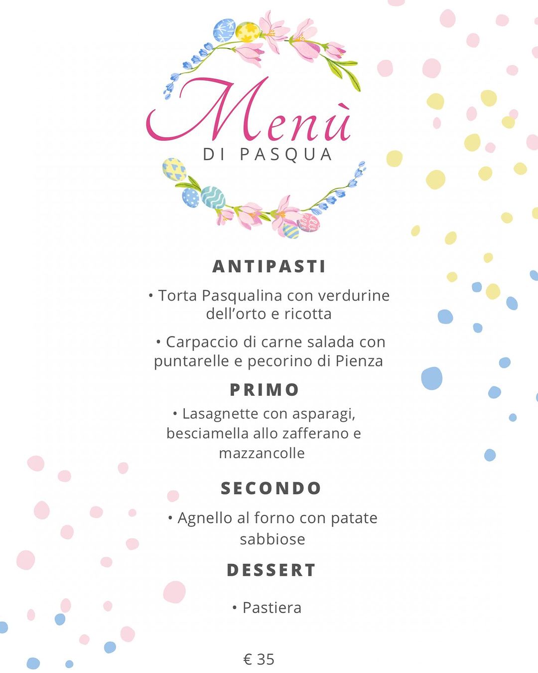 Menù di Pasqua Menù di Pasqua